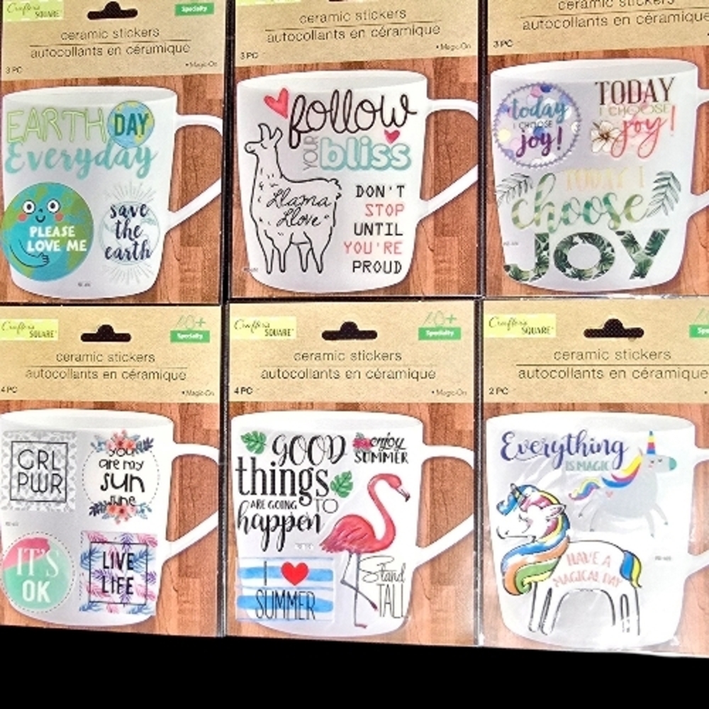 6 Pk Ceramic Sticker Mug Decals - Assorted Positive Designs